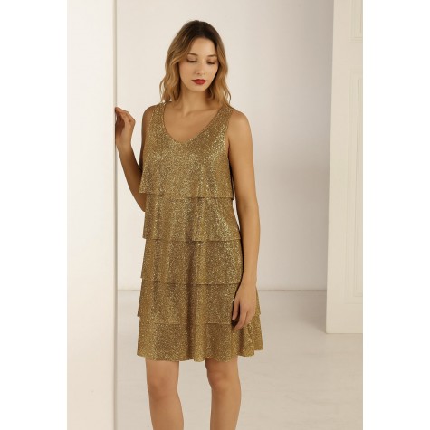 DRESS PETRA GLITTER GOLD